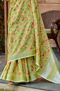 Sheen Green Linen Saree