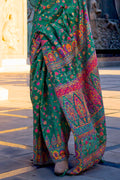 Green Pashmina Silk Organza Saree With Blouse Piece