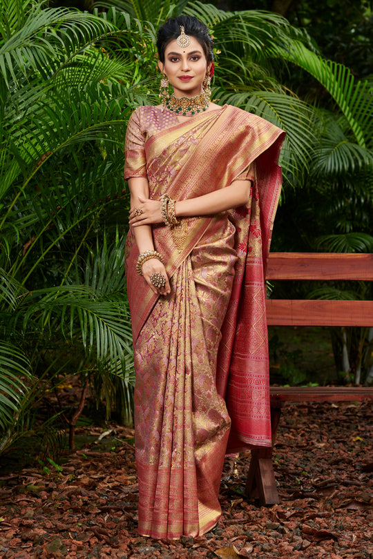 Brass Golden Kanjivaram Saree