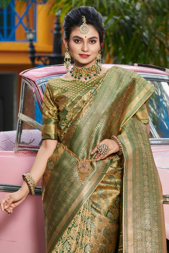 Sage Green Kanjivaram Saree