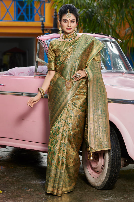 Sage Green Kanjivaram Saree