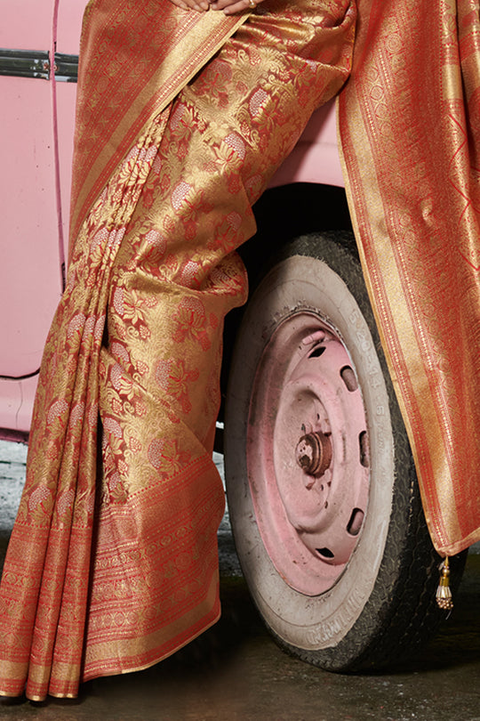 Golden Brown Kanjivaram Saree