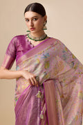 Purple Organza Silk Saree With Blouse Piece