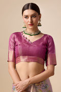 Purple Organza Silk Saree With Blouse Piece