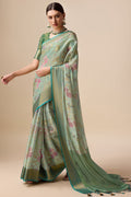 Green Organza Silk Saree With Blouse Piece