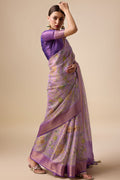 Purple Organza Silk Saree With Blouse Piece