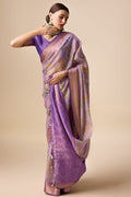 Purple Organza Silk Saree With Blouse Piece