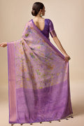 Purple Organza Silk Saree With Blouse Piece