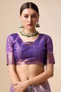 Purple Organza Silk Saree With Blouse Piece