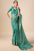 Sea Green Organza Silk Saree With Blouse Piece