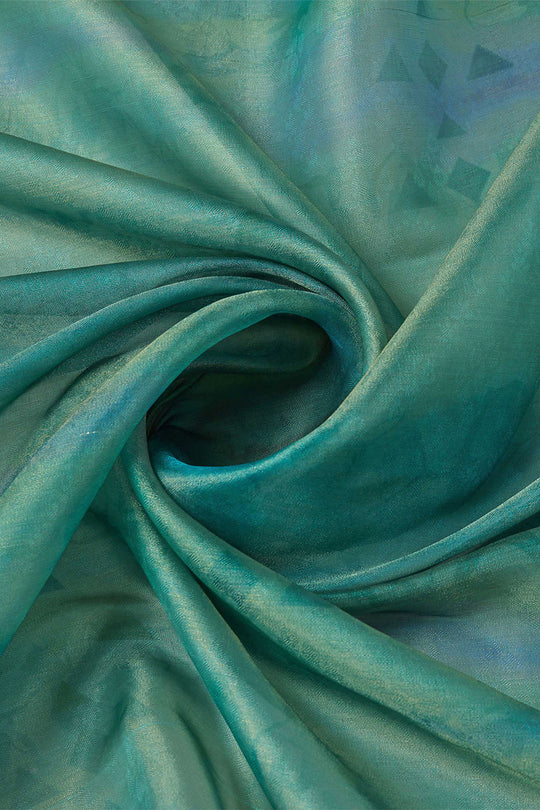 Sea Green Organza Silk Saree With Blouse Piece