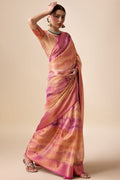 Pink Organza Silk Saree With Blouse Piece