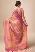 Pink Organza Silk Saree With Blouse Piece