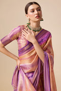 Purple Organza Silk Saree With Blouse Piece