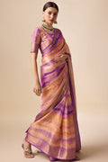 Purple Organza Silk Saree With Blouse Piece