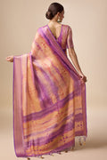 Purple Organza Silk Saree With Blouse Piece