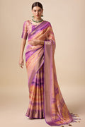 Purple Organza Silk Saree With Blouse Piece