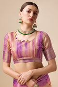 Purple Organza Silk Saree With Blouse Piece