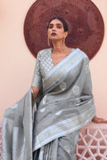 Coin Grey Linen Blend Saree