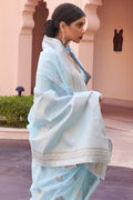 Powder Blue Linen Blend Saree