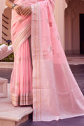 Blush Pink Linen Blend Saree
