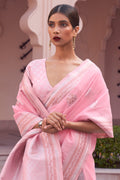 Blush Pink Linen Saree