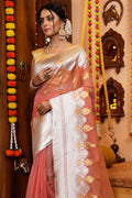 Dusky Peach Organza Saree