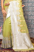 Lime Green Organza Saree