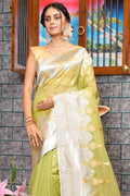 Lime Green Organza Saree