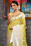 Lime Green Organza Saree
