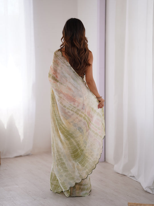 Multi Colour Nc Sattin Space Silk Arco Border Lace Saree With Blouse Piece