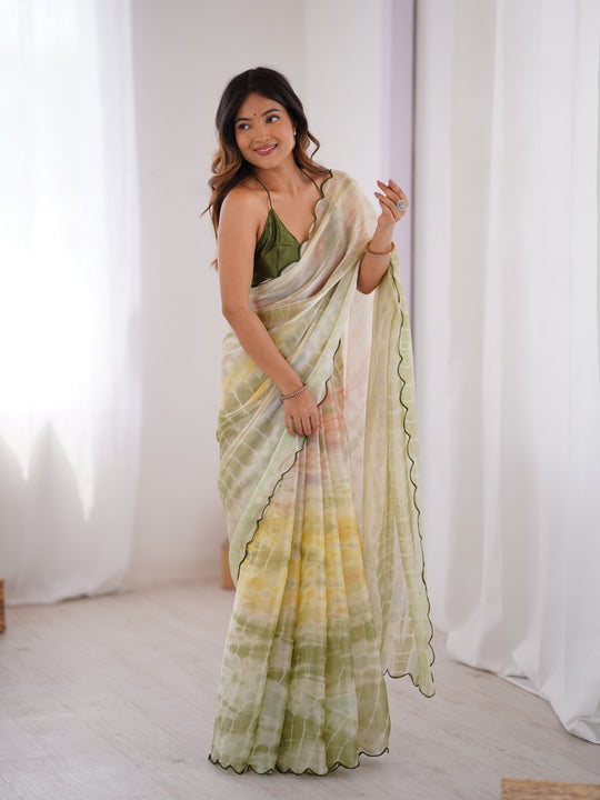 Multi Colour Nc Sattin Space Silk Arco Border Lace Saree With Blouse Piece