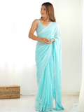 Georgette Party Wear Saree With Blouse Piece