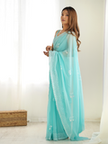 Georgette Party Wear Saree With Blouse Piece