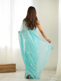 Georgette Party Wear Saree With Blouse Piece