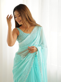 Georgette Party Wear Saree With Blouse Piece