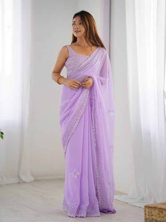 Georgette Party Wear Saree With Blouse Piece