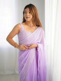 Georgette Party Wear Saree With Blouse Piece