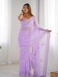 Georgette Party Wear Saree With Blouse Piece