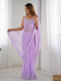 Georgette Party Wear Saree With Blouse Piece