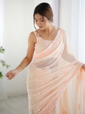 Georgette Party Wear Saree With Blouse Piece