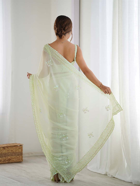 Georgette Party Wear Saree With Blouse Piece