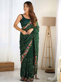 Soft Georgette Saree With Sequins Embroidery Work  With Blouse Piece