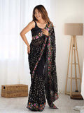 Soft Georgette Saree With Sequins Embroidery Work  With Blouse Piece