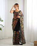 Black Soft Butterfly Net 3 Mm Seqwance Work Saree With Blouse Piece