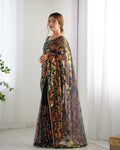 Black Soft Butterfly Net 3 Mm Seqwance Work Saree With Blouse Piece