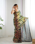 Black Soft Butterfly Net 3 Mm Seqwance Work Saree With Blouse Piece