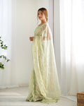 Pista Green Soft Butterfly Net 3 Mm Seqwance Work Saree With Blouse Piece