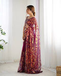 Maroon Soft Butterfly Net 3 Mm Seqwance Work Saree With Blouse Piece