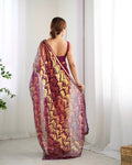Maroon Soft Butterfly Net 3 Mm Seqwance Work Saree With Blouse Piece